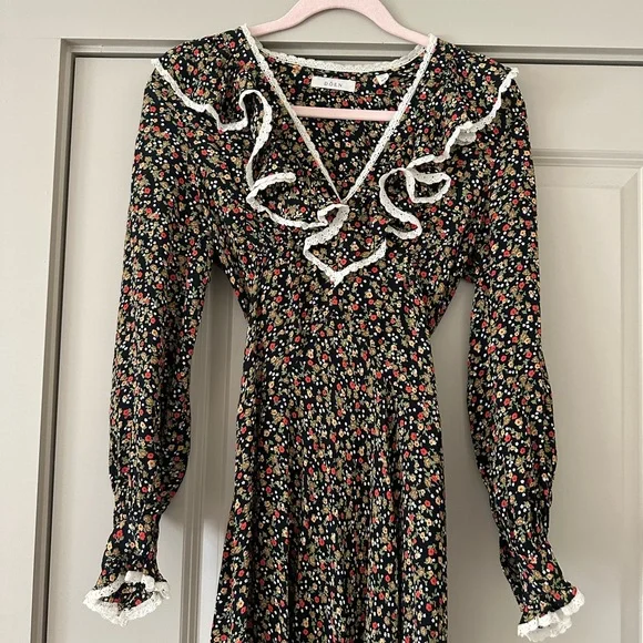 Doen NWOT Eugenie Black Floral Dress - Size XS - Picture 4 of 10